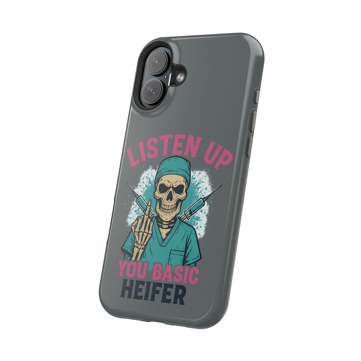 Edgy Nurse Phone Case, Gift for Healthcare Workers, Skull Design Case, Halloween Accessories, Trendy Tough Cases