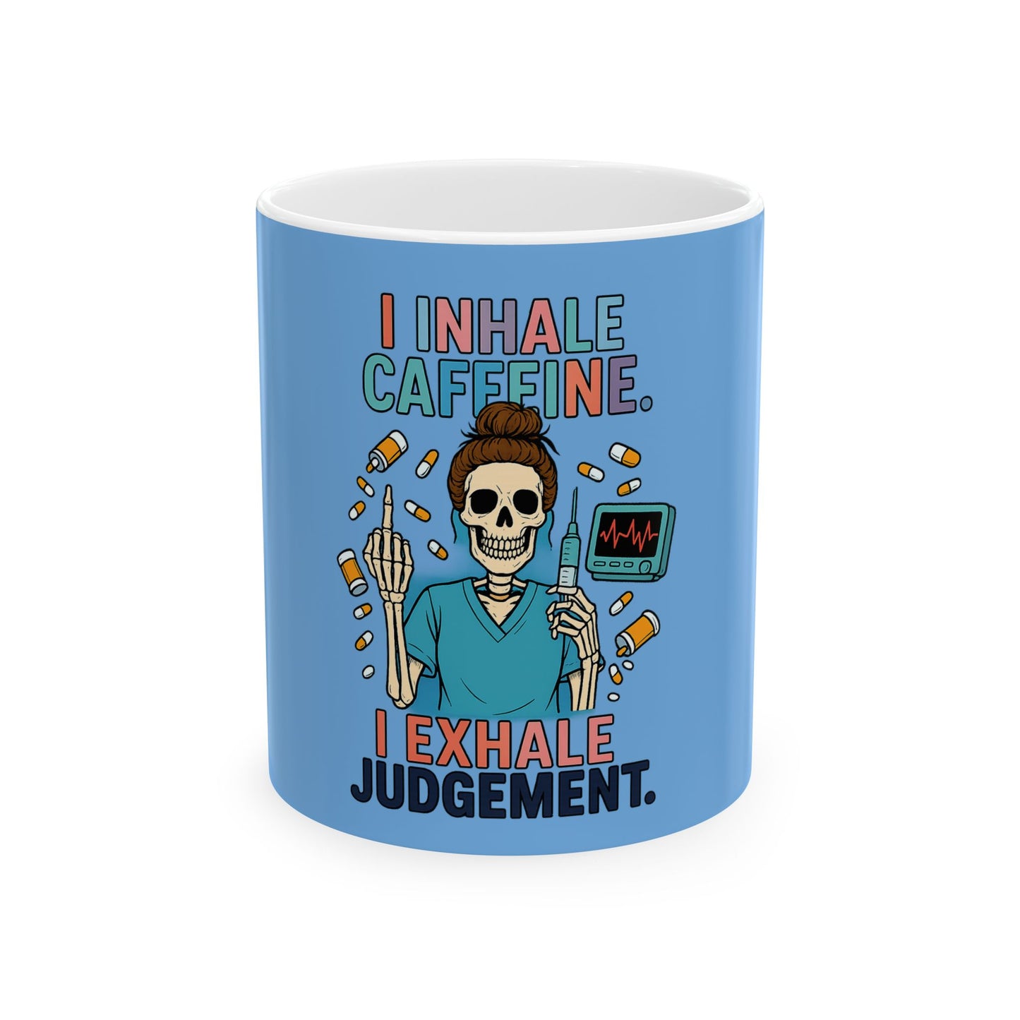 Humorous Skeleton Coffee Mug for Caffeine Lovers, Funny Gifts for Friends, Unique Tea Cup, Perfect for Birthdays or Just Because