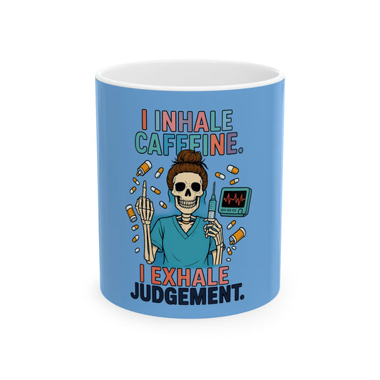 Humorous Skeleton Coffee Mug for Caffeine Lovers, Funny Gifts for Friends, Unique Tea Cup, Perfect for Birthdays or Just Because