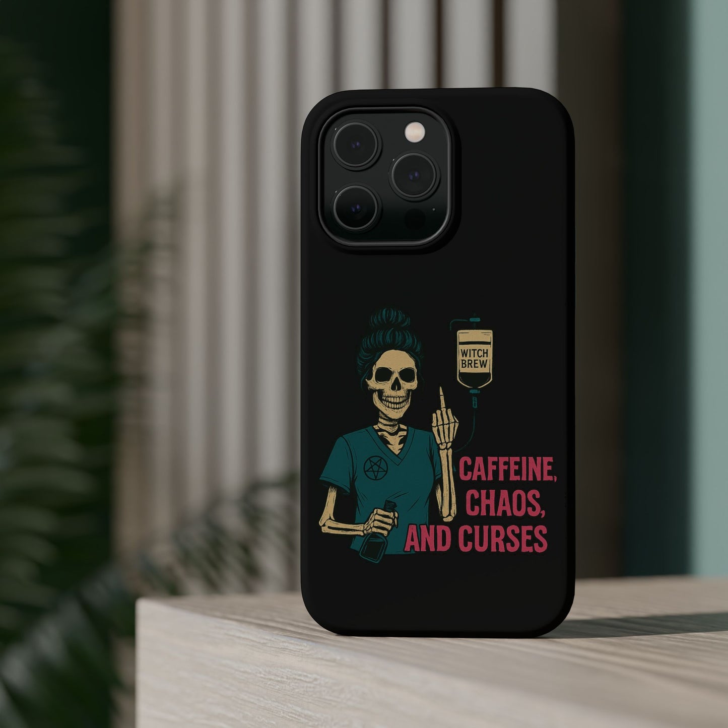 Caffeine Chaos Magnetic Phone Case, Halloween Gift, Witchy Accessories, Phone Cover, Spooky Style