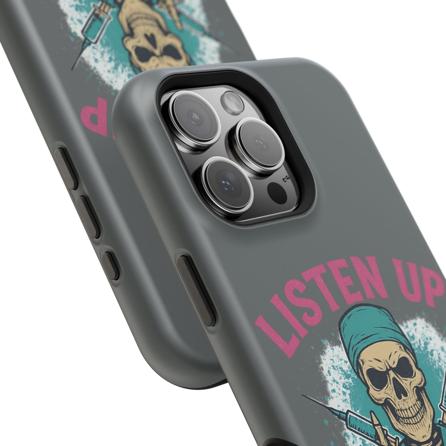 Edgy Nurse Phone Case, Gift for Healthcare Workers, Skull Design Case, Halloween Accessories, Trendy Tough Cases