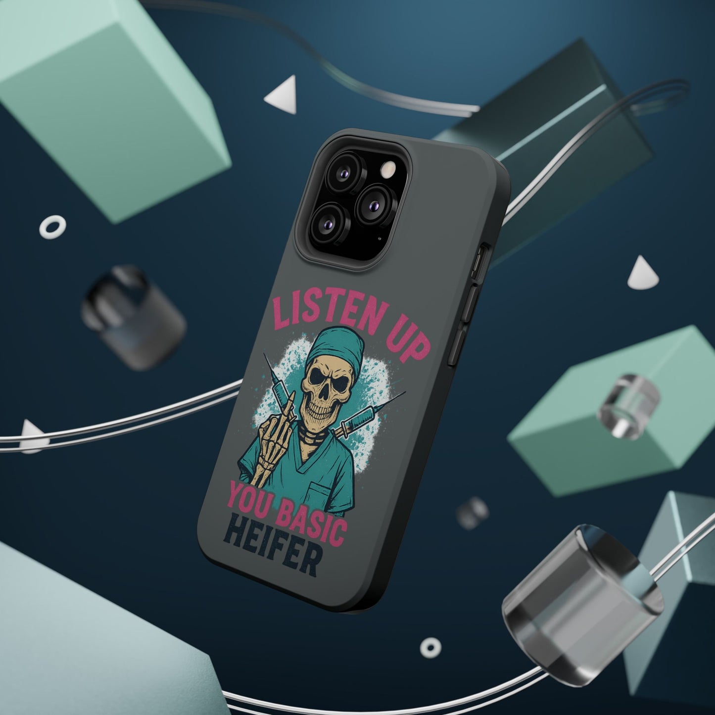 Edgy Nurse Phone Case, Gift for Healthcare Workers, Skull Design Case, Halloween Accessories, Trendy Tough Cases