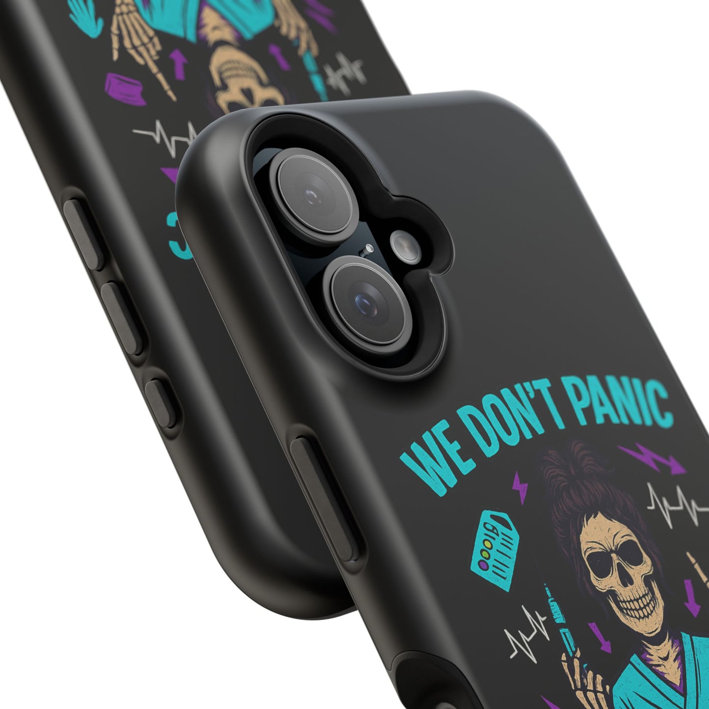 Magnetic Phone Case with Skull Design - We Don't Panic, Perfect for Nurses and Medical Professionals, Halloween Gift, Fun Accessory, [...]