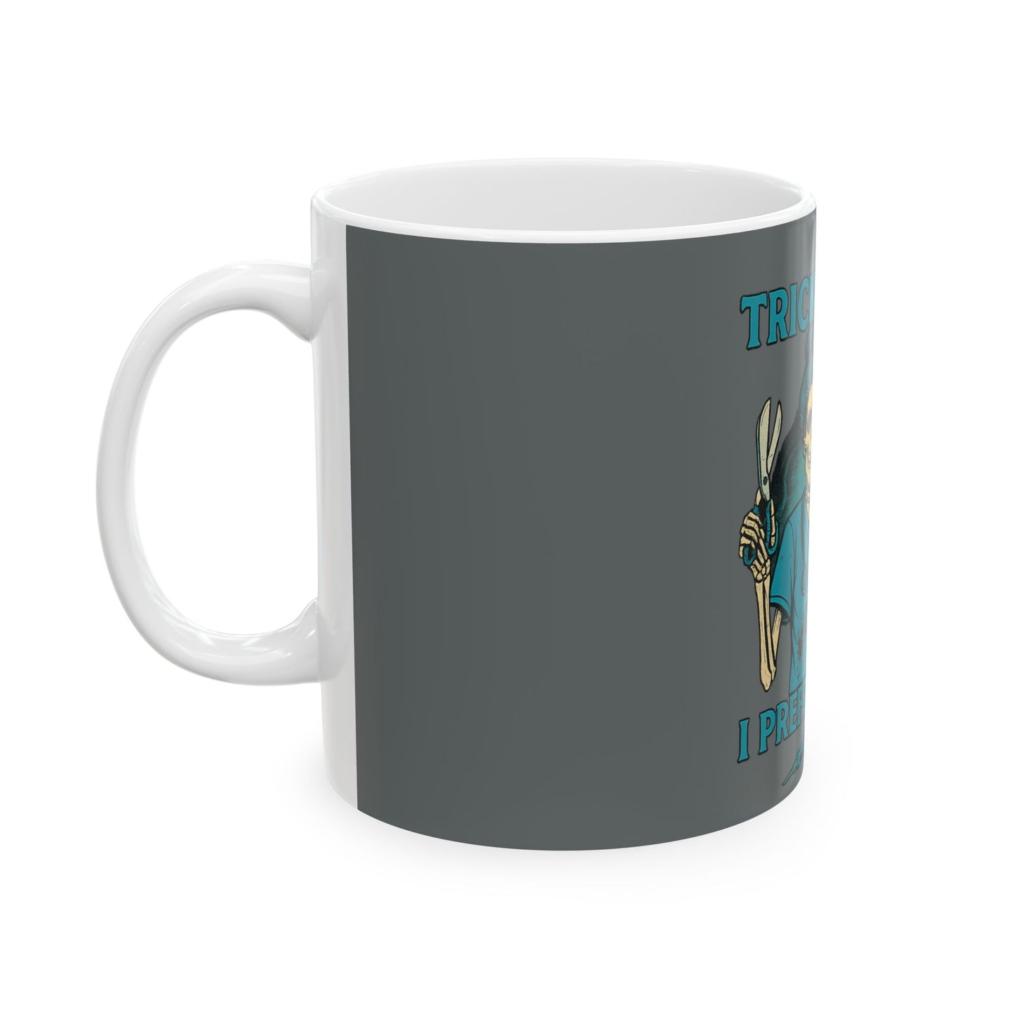 Halloween Medical Humor Mug | Trick or Treat? I Prefer Trauma | Gifts for Nurses, Halloween Decor, Fun Beverage Cup, Spooky Coffee Mug