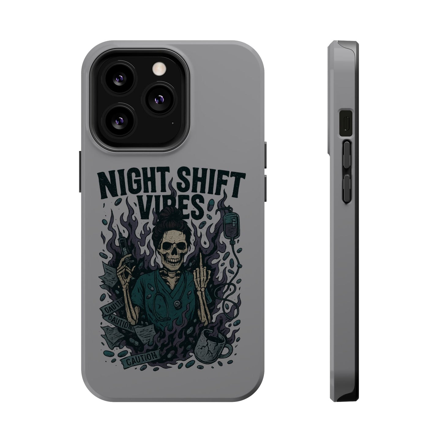“Night Shift Vibes” – Bright & Chaotic Nurse Phone Case