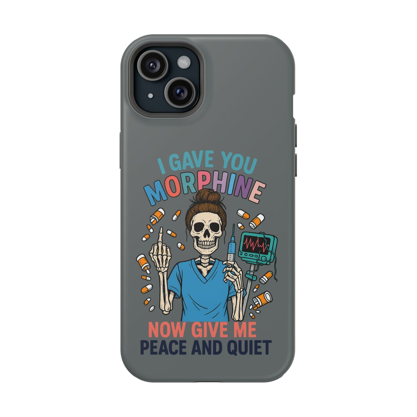 Gothic Phone Case, Unique Skeleton Design, Funny Gift for Nurses, Halloween Accessory, Hospital Humor