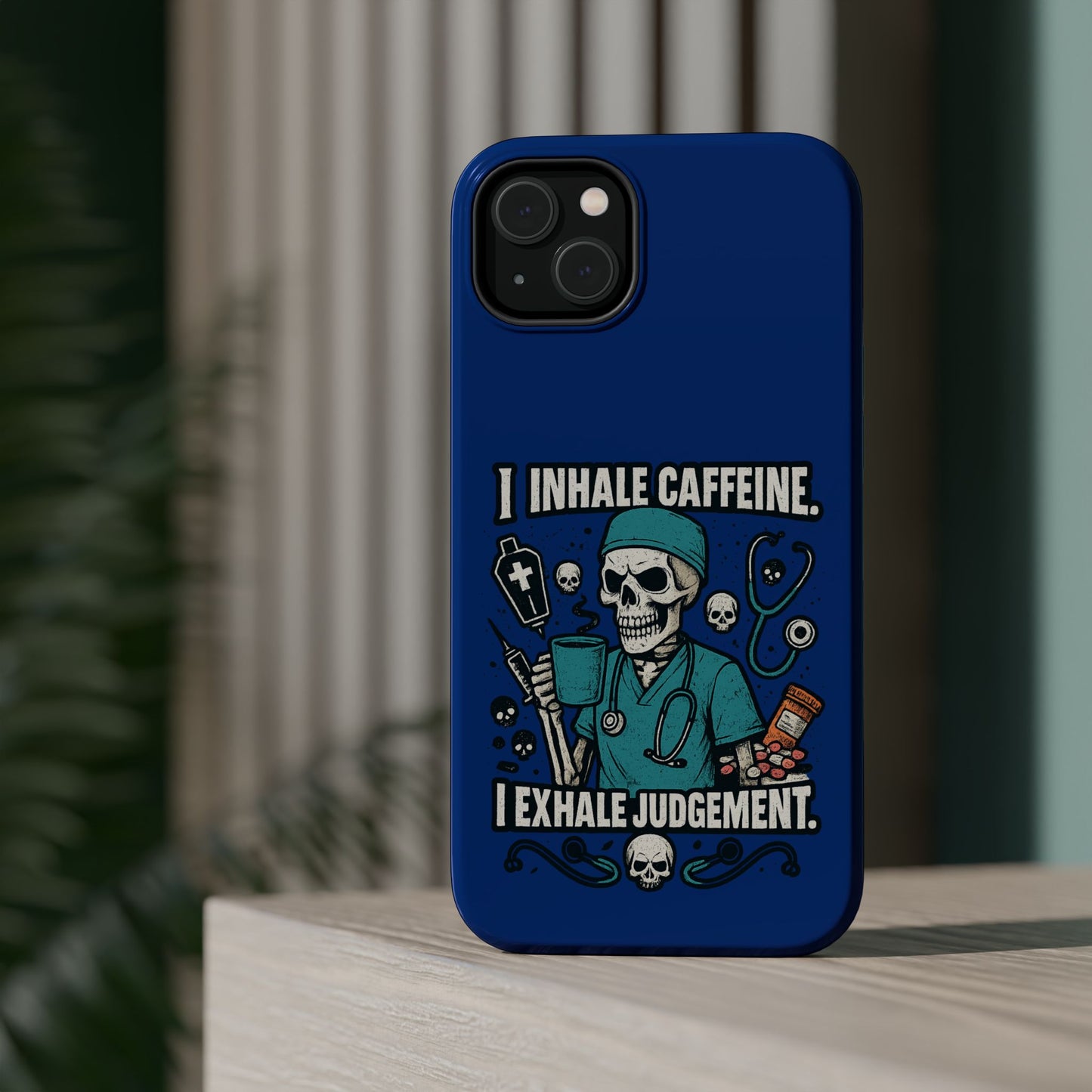 Funny Nurse Phone Case, Medical Humor, Gift for Healthcare Workers, Caffeine Lover Accessory, Skeleton Design