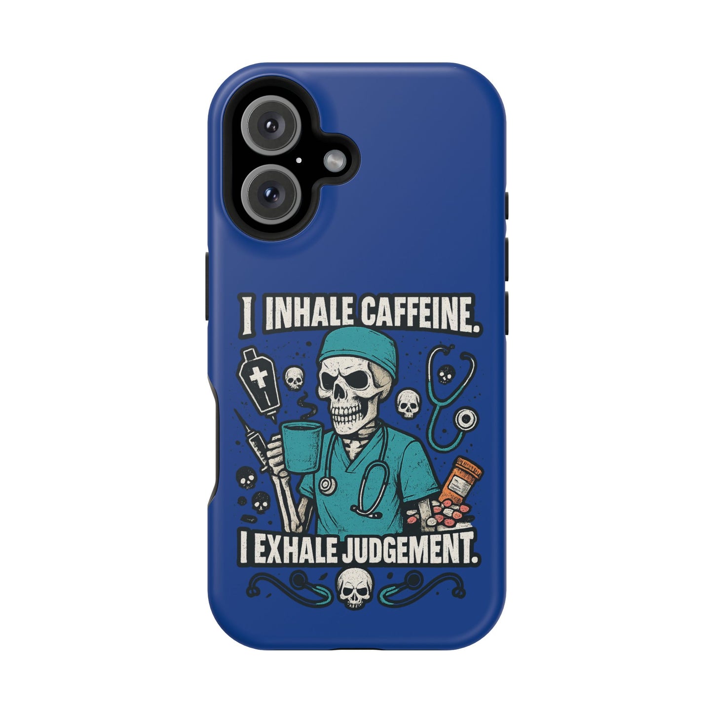 Funny Nurse Phone Case, Medical Humor, Gift for Healthcare Workers, Caffeine Lover Accessory, Skeleton Design