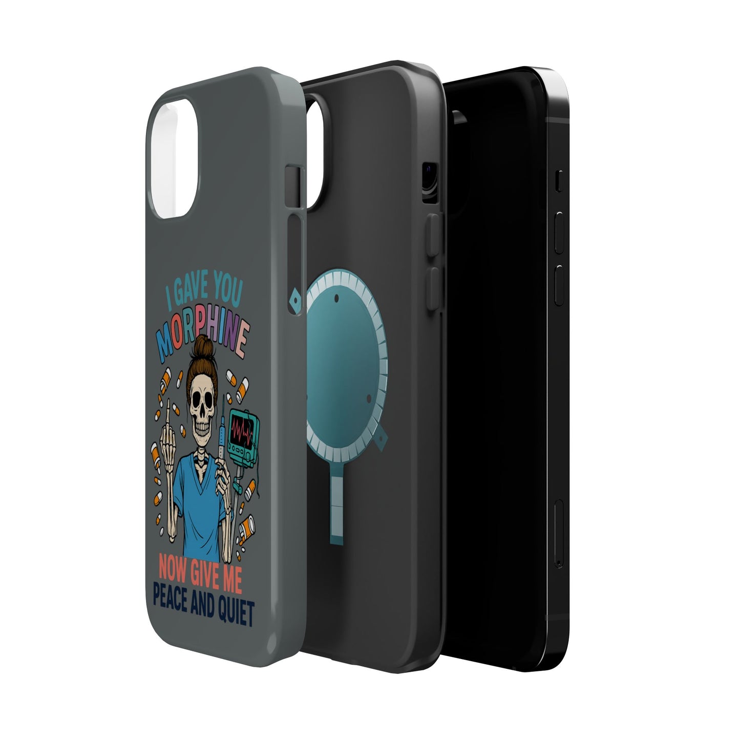 Gothic Phone Case, Unique Skeleton Design, Funny Gift for Nurses, Halloween Accessory, Hospital Humor