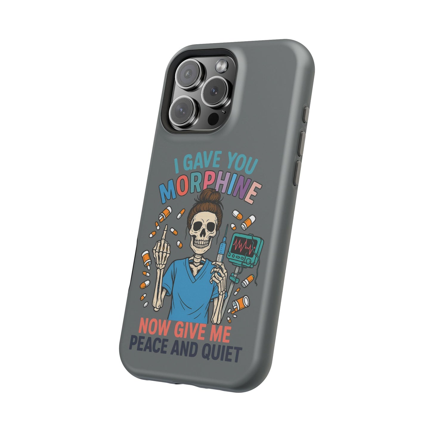 Gothic Phone Case, Unique Skeleton Design, Funny Gift for Nurses, Halloween Accessory, Hospital Humor