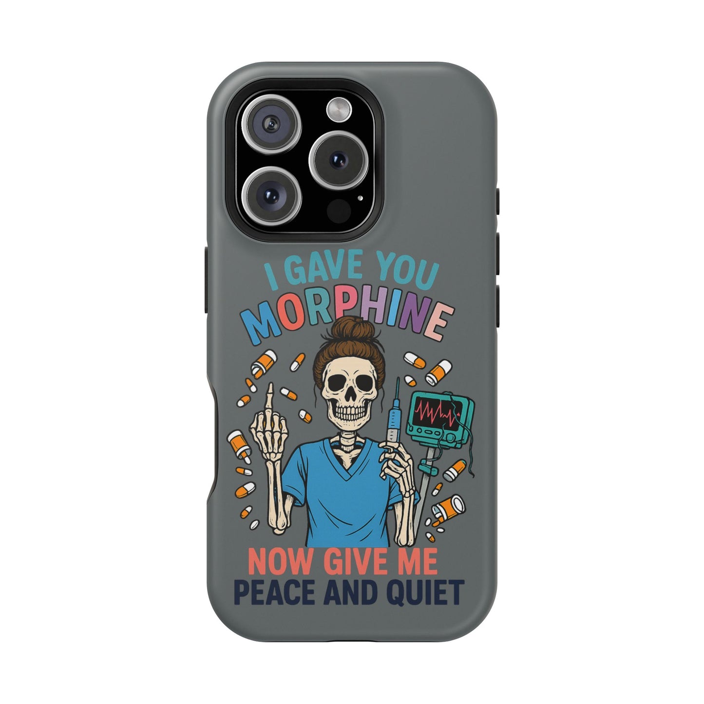 Gothic Phone Case, Unique Skeleton Design, Funny Gift for Nurses, Halloween Accessory, Hospital Humor