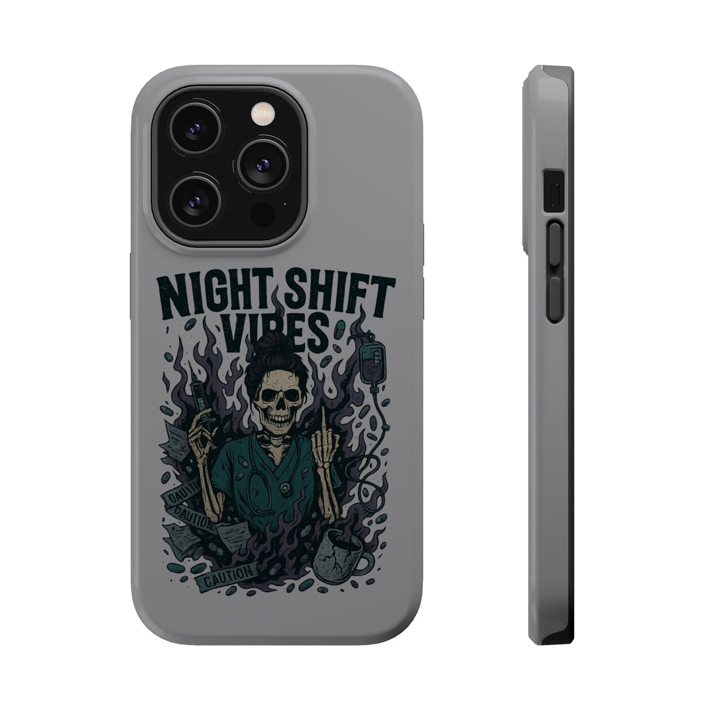 “Night Shift Vibes” – Bright & Chaotic Nurse Phone Case