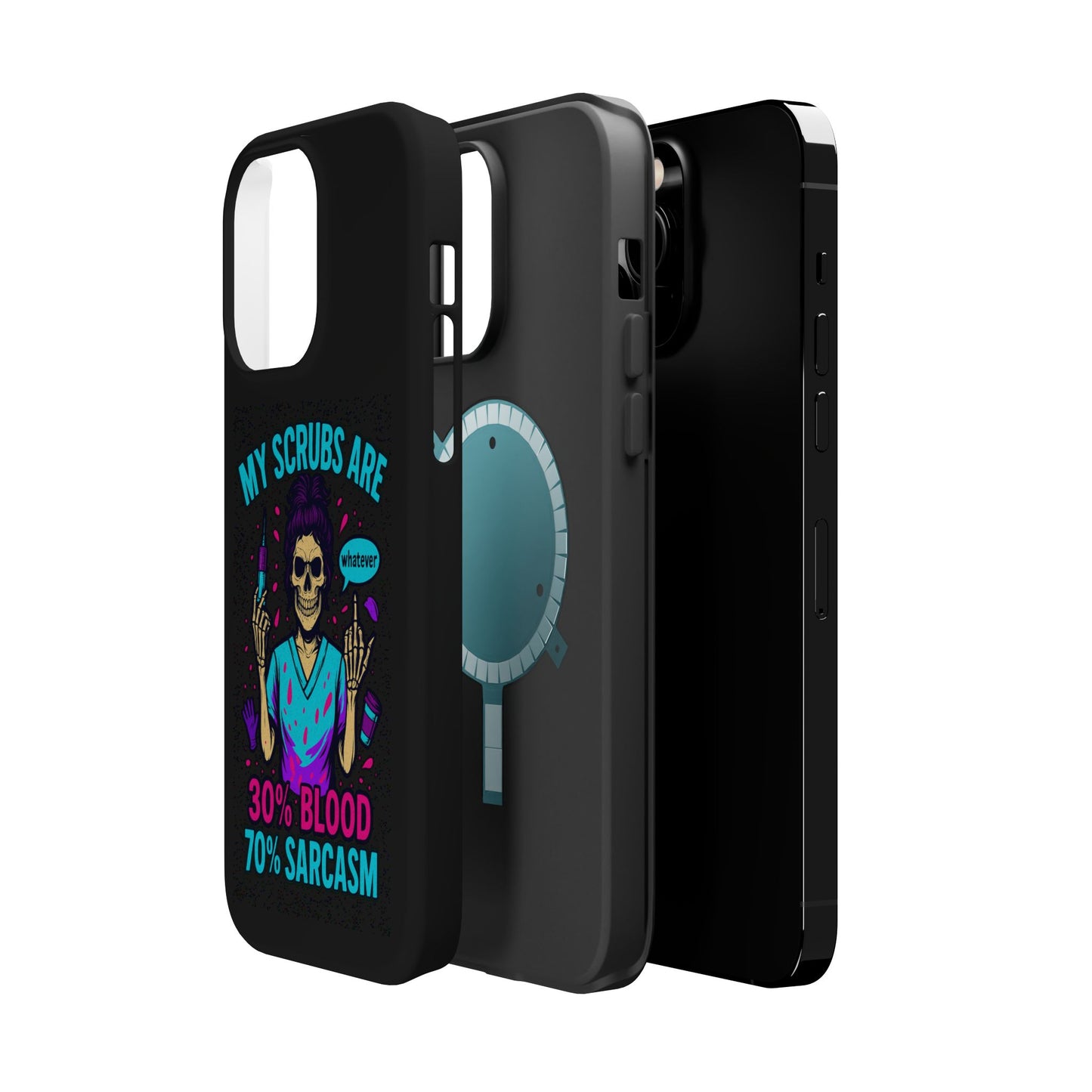 Sassy Nurse Phone Case, 30% Blood 70% Sarcasm Design, Healthcare Gift, Funny Medical Accessory, Tough Magnetic Cover