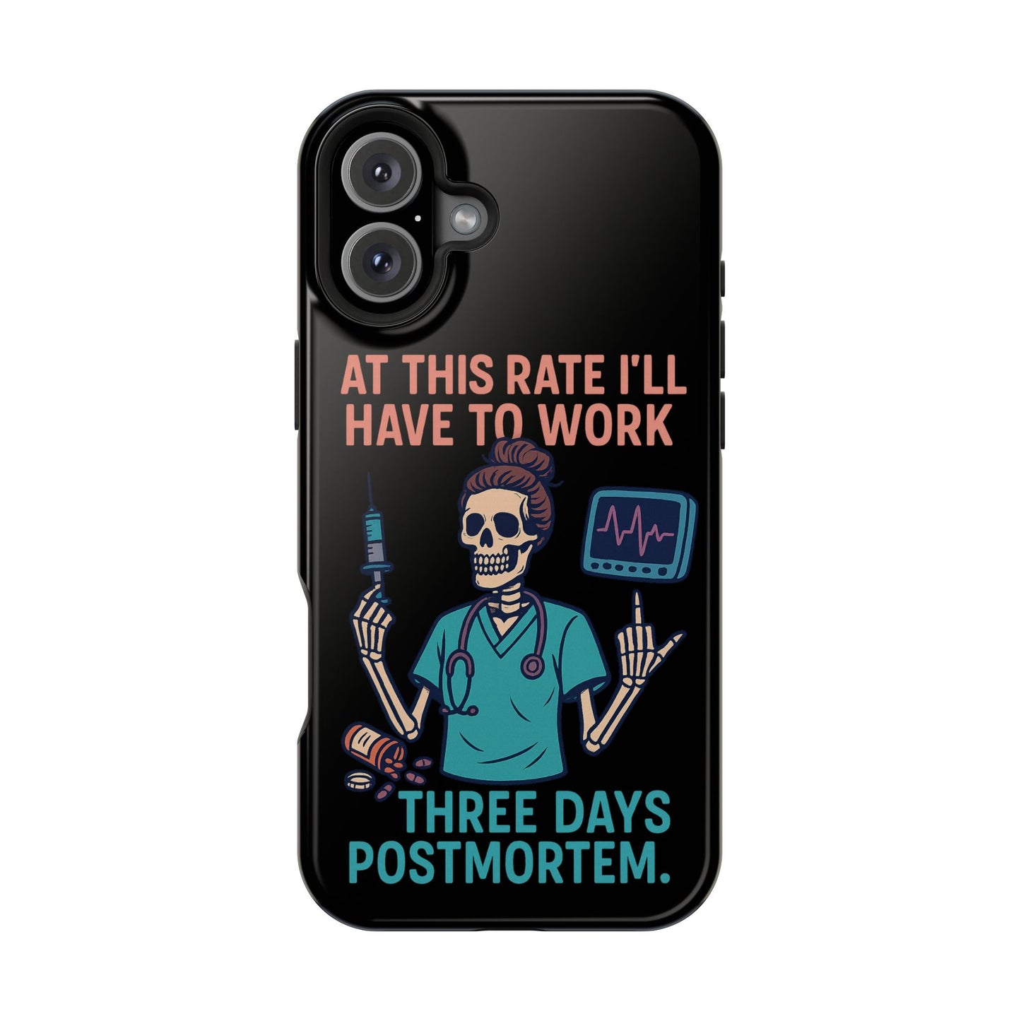 Magnetic Tough Phone Case, 3 Days Postmortem Skull Design, Cute Nurse Gift, Halloween Decor, Unique Phone Accessory