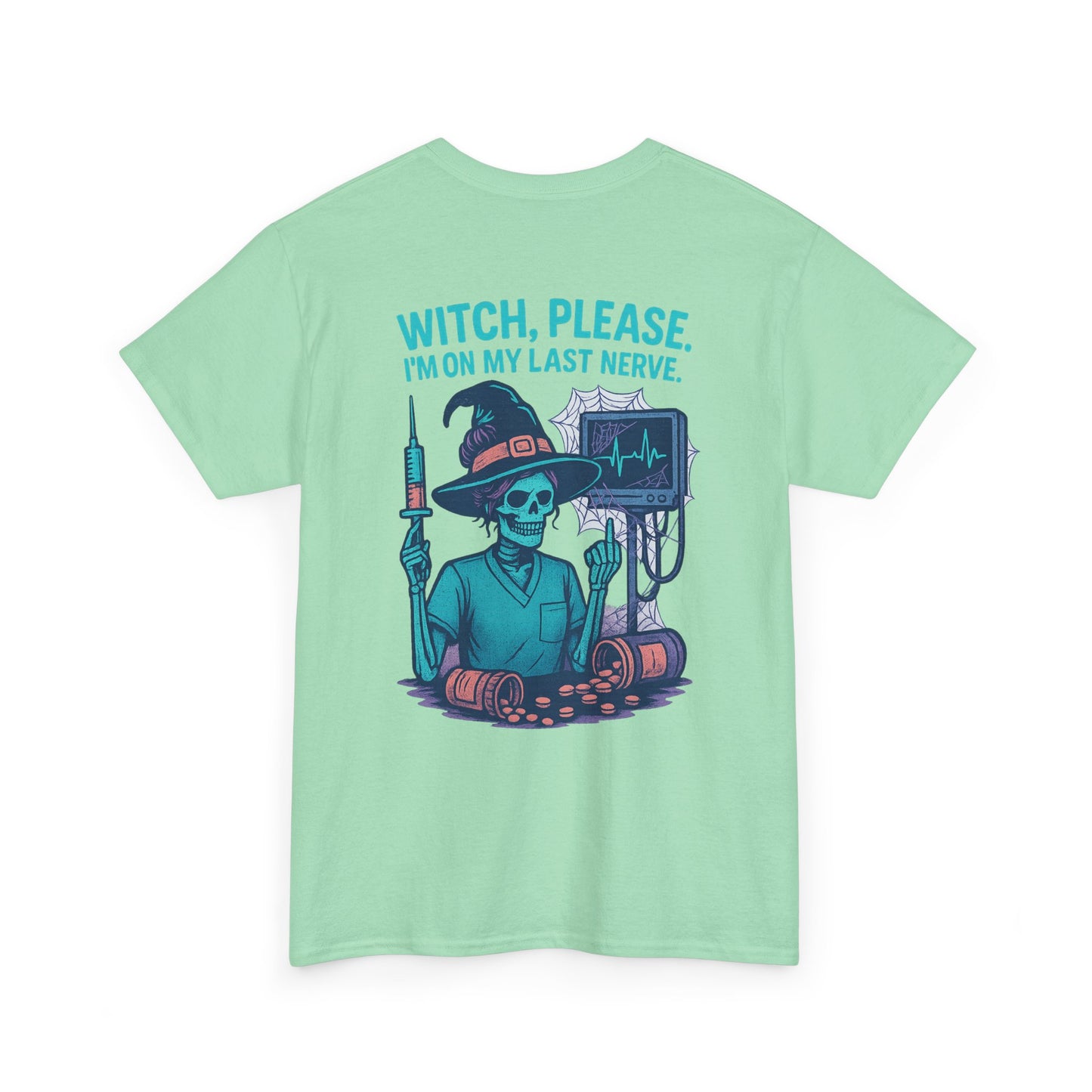 Witch Please Halloween Tee, Unisex Heavy Cotton Tee, Funny Halloween Shirt, Spooky Vibes Shirt, Gift for Witches, Halloween Celebration Gift