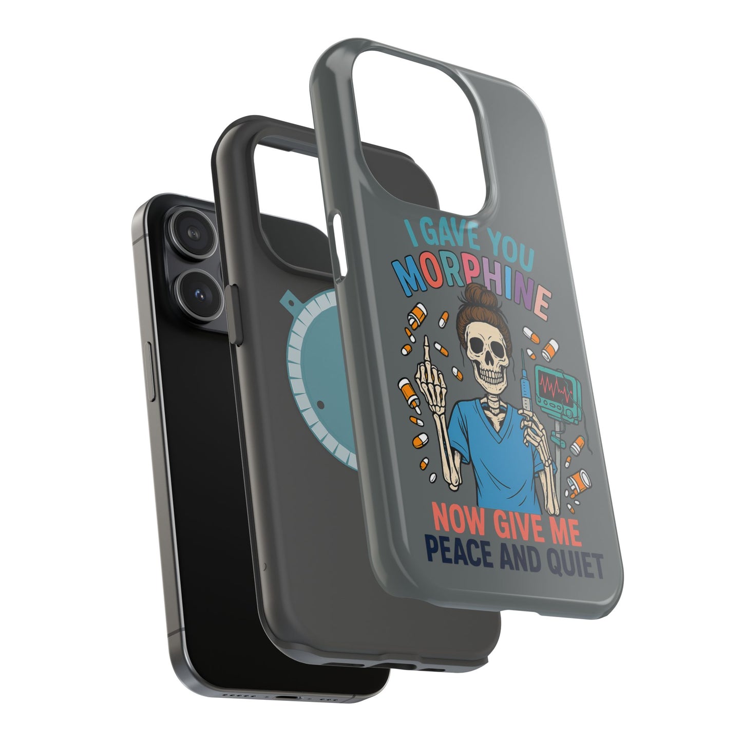 Gothic Phone Case, Unique Skeleton Design, Funny Gift for Nurses, Halloween Accessory, Hospital Humor