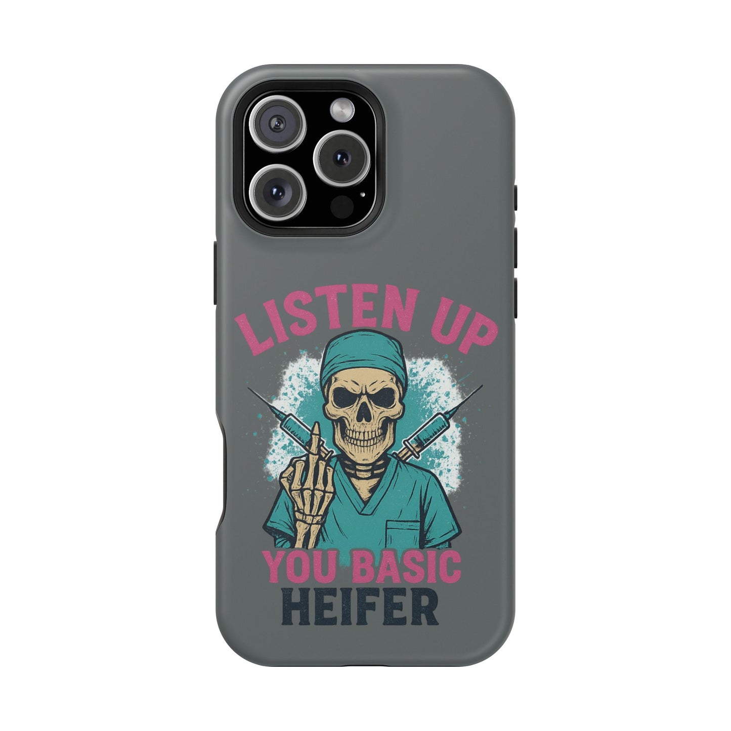 Edgy Nurse Phone Case, Gift for Healthcare Workers, Skull Design Case, Halloween Accessories, Trendy Tough Cases