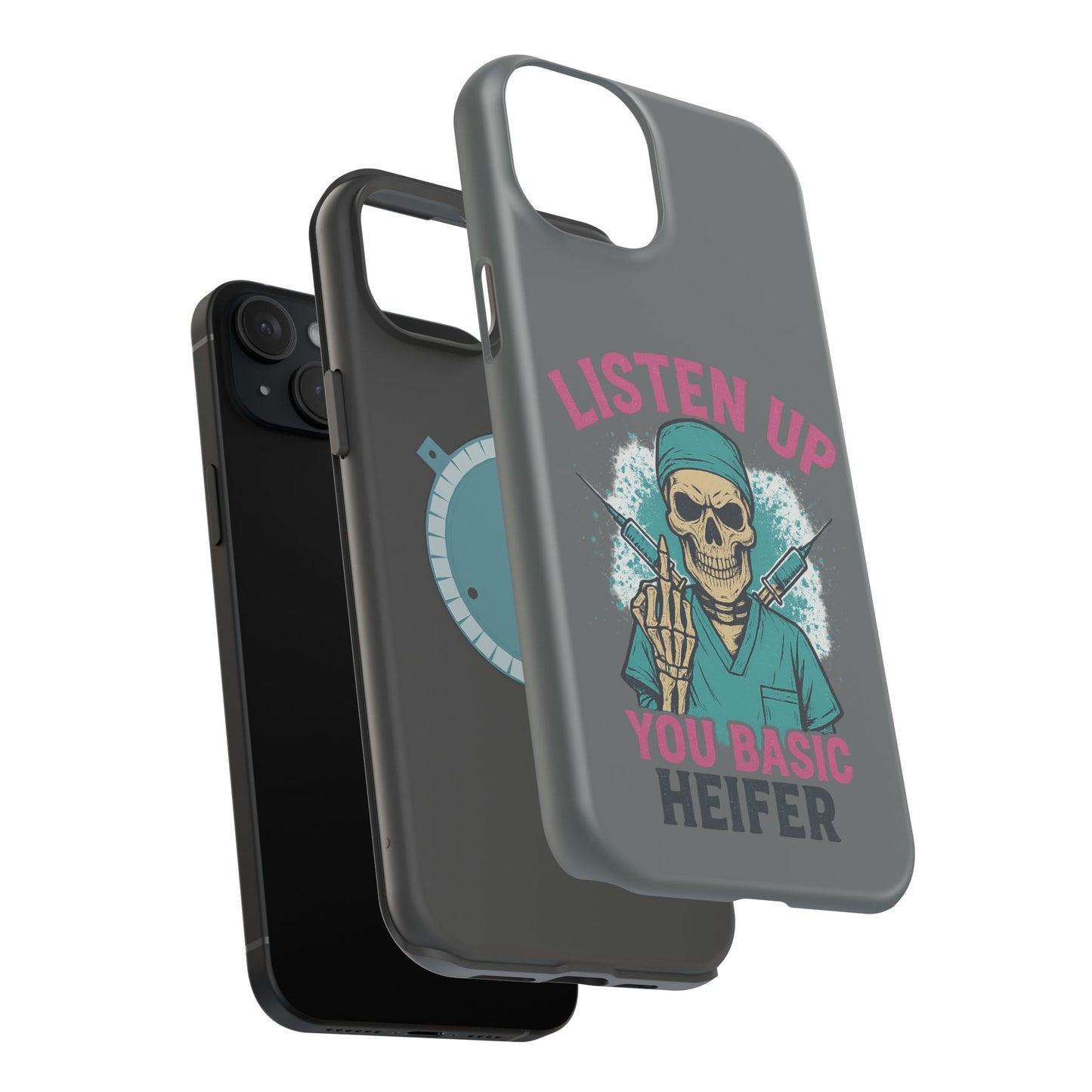 Edgy Nurse Phone Case, Gift for Healthcare Workers, Skull Design Case, Halloween Accessories, Trendy Tough Cases