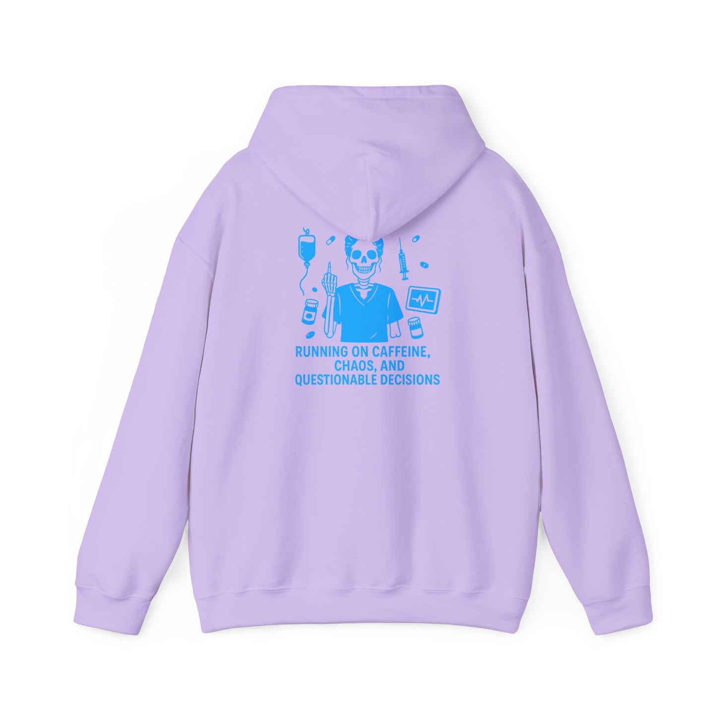“Running on Caffeine, Chaos, and Questionable Decisions” – Sarcastic Nurse Hoodie