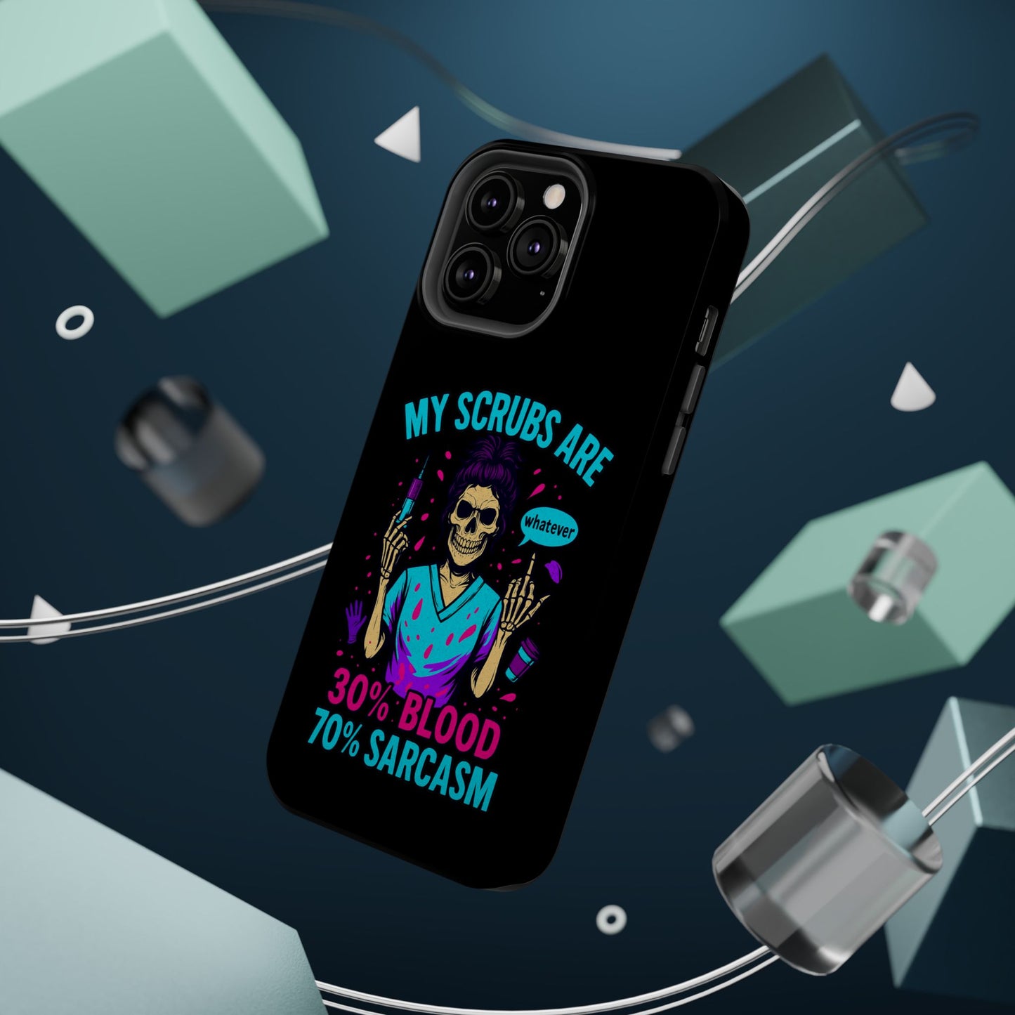 Sassy Nurse Phone Case, 30% Blood 70% Sarcasm Design, Healthcare Gift, Funny Medical Accessory, Tough Magnetic Cover